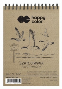 Szkicownik Na Spirali Ptaki A6 Biały 80 Arkuszy 80/90g Happy Color 