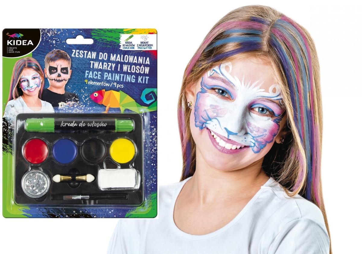 Zestaw Do Malowania Twarzy I Włosów Kidea 9 Elementów