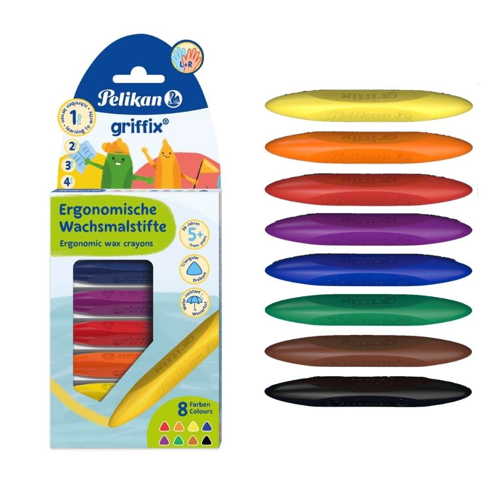 Kredki Świecowe Trójkątne Griffix 8 Kolorów Kreativ Fabrik