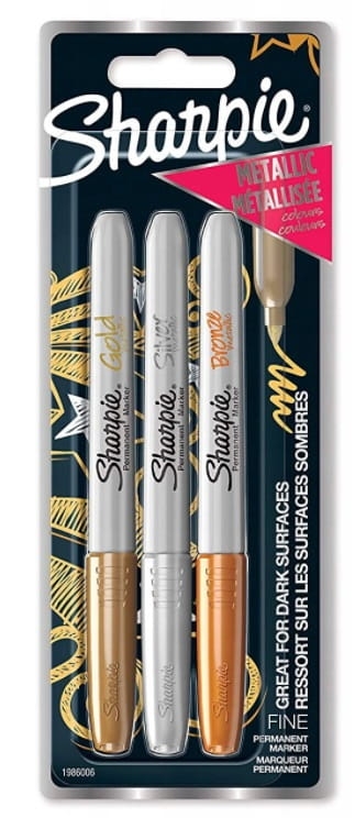 Marker Permanent Sharpie Zestaw 3 sztuki Złoty, Srebrny, Brązowy Mettalic