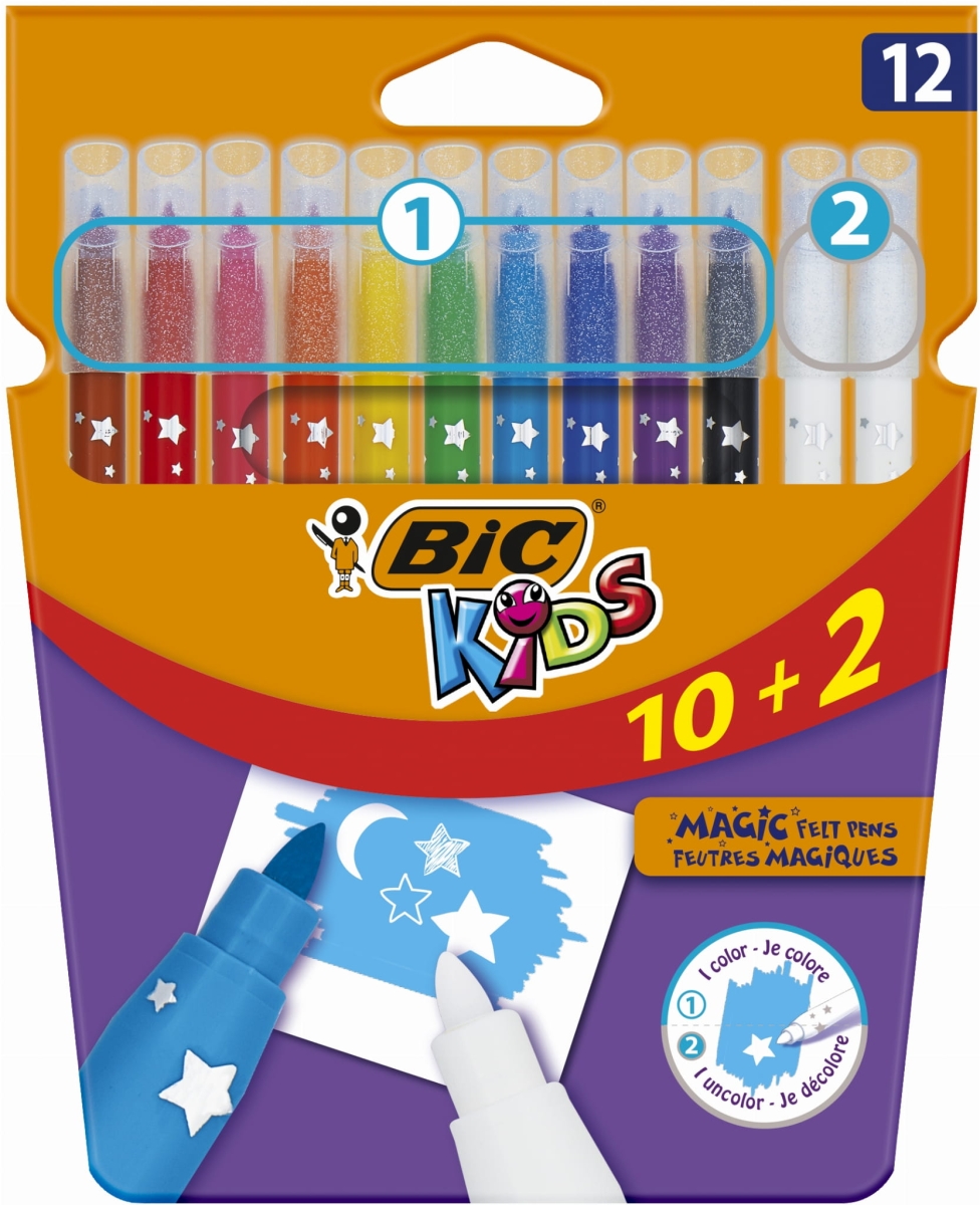 Flamastry BIC KIDS Magic Pens  10 + 2 wymazywacze