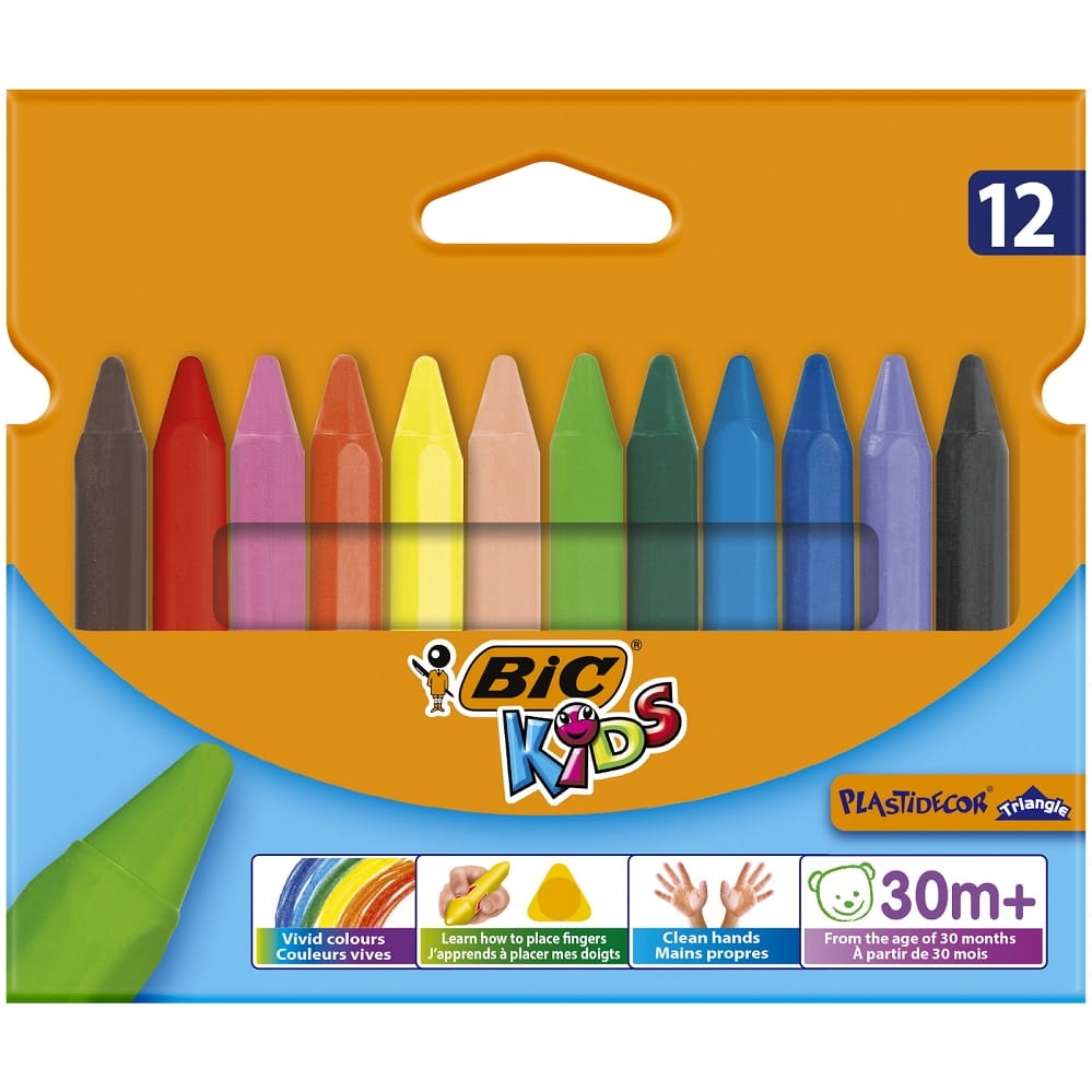 Kredki Woskowe BIC KIDS Plastidecor Triangle 12 kolorów