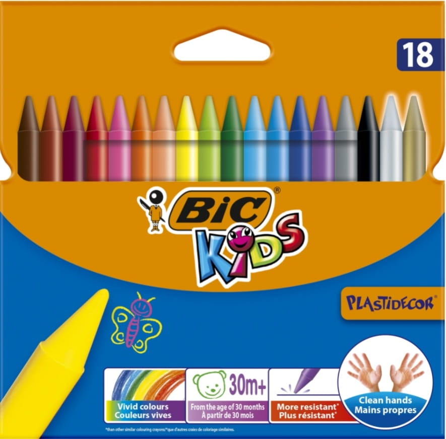 Kredki Woskowe BIC KIDS Plastidecor 18 kolorów