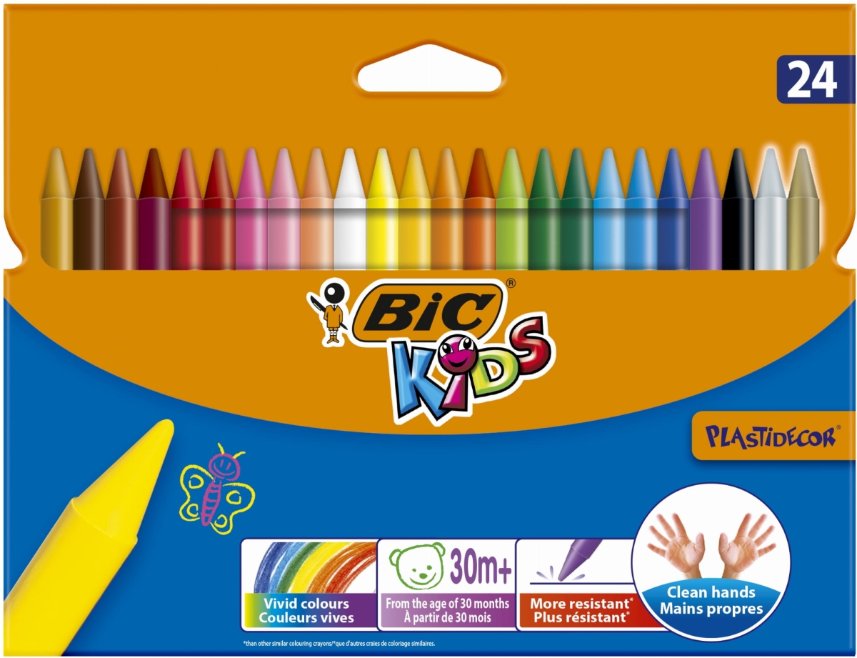 Kredki Woskowe BIC KIDS Plastidecor 24  kolory