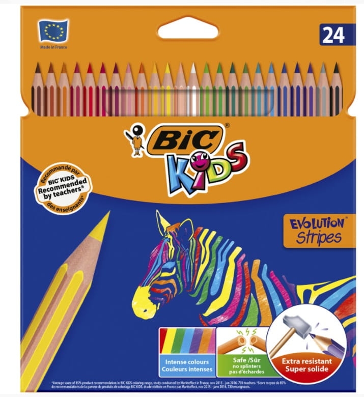 Kredki Ołówkowe BIC Kids Eco Evolution Stripes 24 Kolory