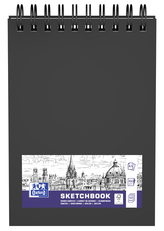 Szkicownik Oxford Art A5 50 kartek 100g Czarny Hamelin