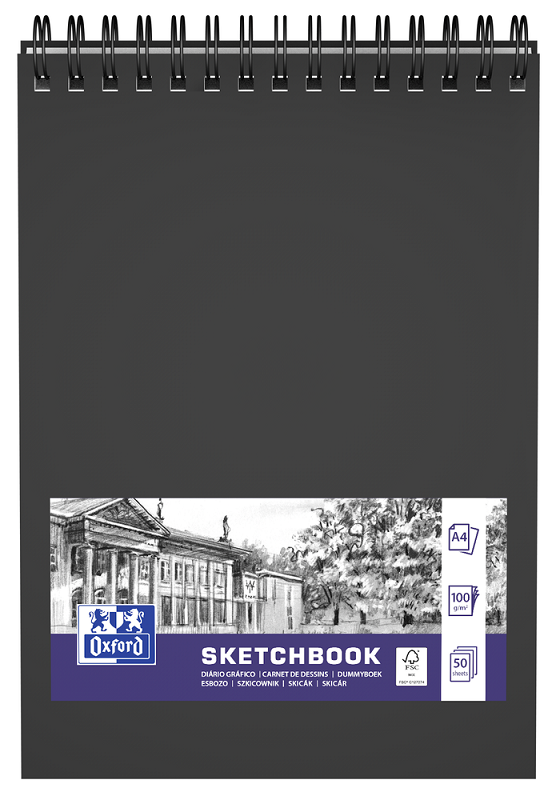 Szkicownik Oxford Art A4 50 kartek 100g Czarny Hamelin 