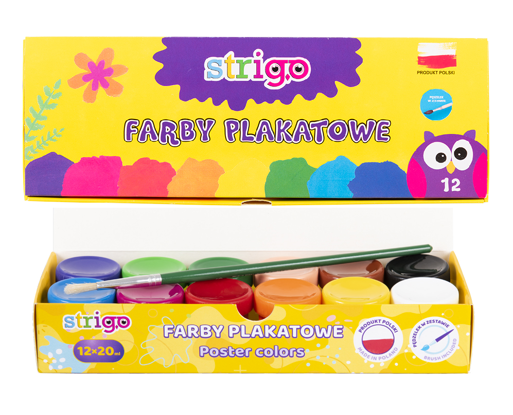 Farby Plakatowe 12x20ml Strigo SSC032