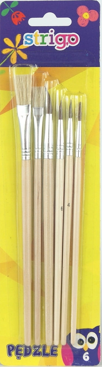 Pędzle Drewniane 6 szt. Strigo SSC031
