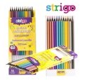 Kredki Ołówkowe Metaliczne 12 Kolorów + Temperówka Strigo