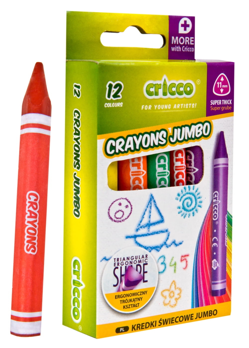 Kredki Świecowe Cricco Jumbo 12 Kolorów