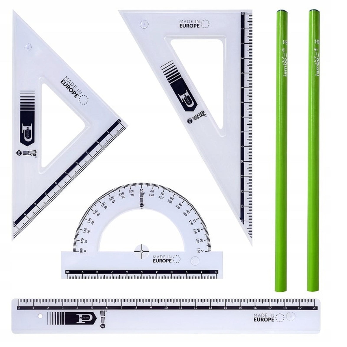 Zestaw Kreślarski Memobe Z Linijką 20 Cm + 2 Ołówki HB