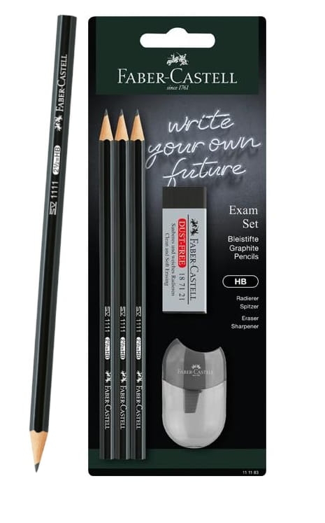 Zestaw 3 Ołówki HB + Gumka Dust Free + Temperówka Faber Castell