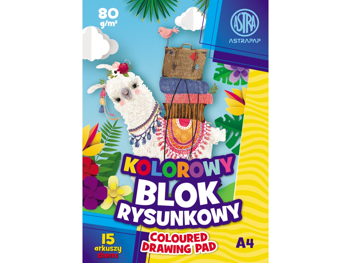 Blok Rysunkowy Kolorowy A4 15 Arkuszy 80g