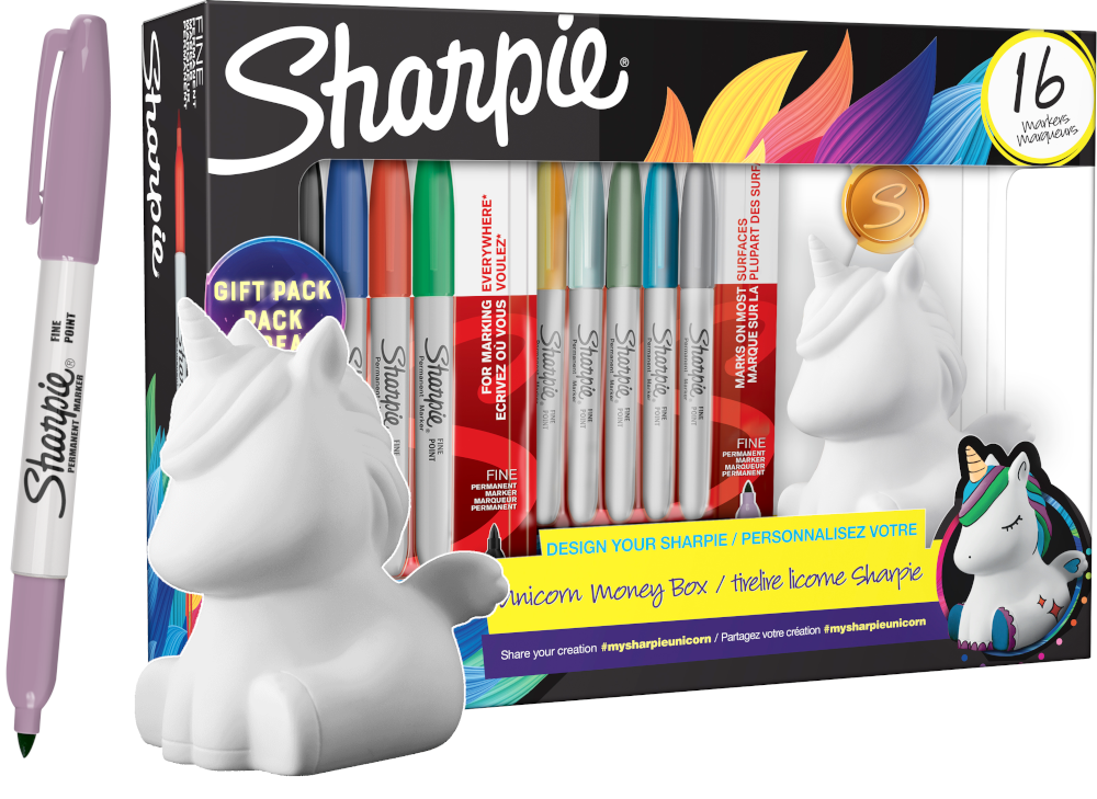 Marker Permanent Fine Sharpie Zestaw Unicorn Jednorożec 
