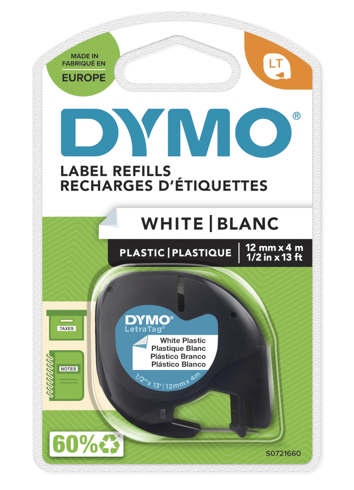 Taśma Plastikowa Do Drukarek Dymo LetraTag 12mm/4m Biała S0721660