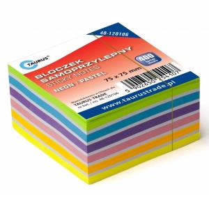 Notes Samoprzylepny Taurus 76x76mm Neon-Pastel 