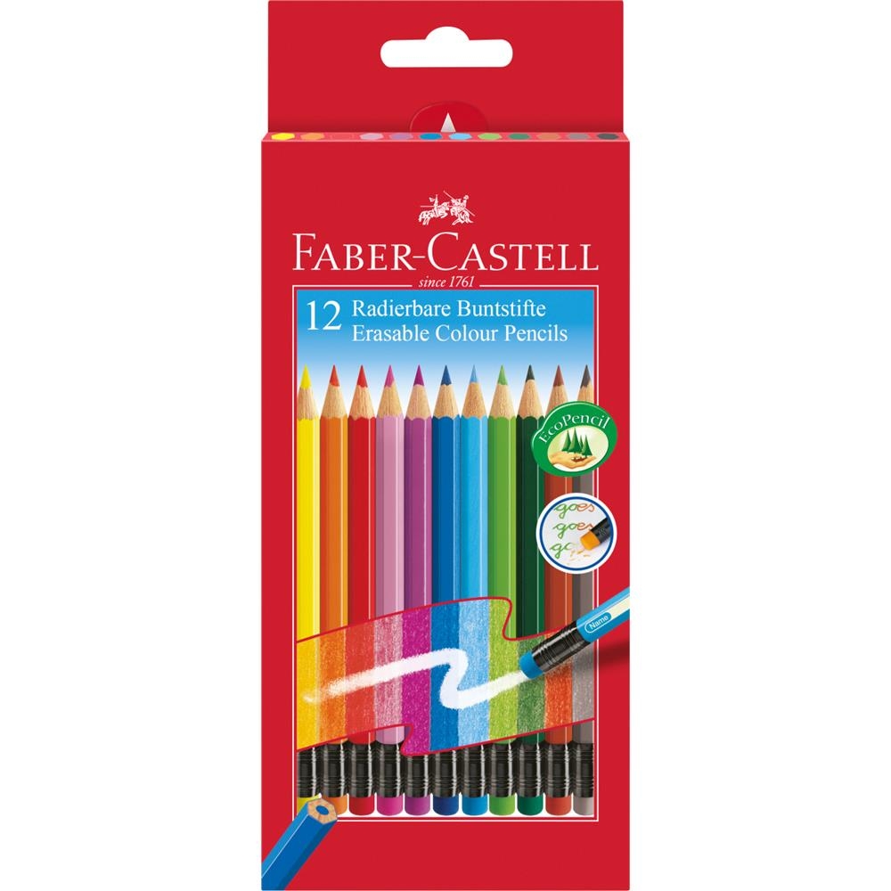 Kredki Ołówkowe Z Gumką Faber Castell 12 Kolorów