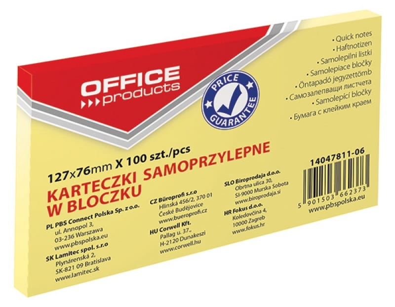 Notes Samoprzylepny  Office Products 76x127mm