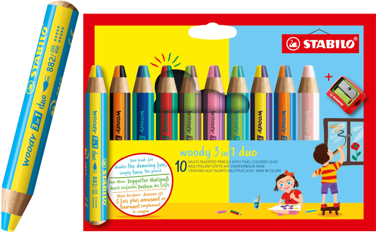 Kredki Stabilo Woody 3in1 10 sztuk + Temperówka 