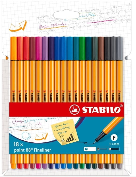 Cienkopis Stabilo Point 88 Zestaw 18 sztuk Opakowanie Kartonowe