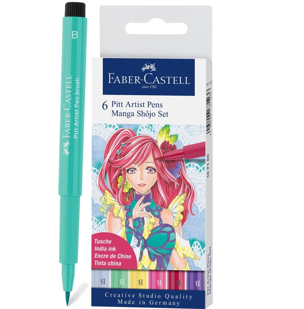 Cienkopisy Pitt Artist Pen Manga Etui 6 Sztuk Shojo Faber-Castell 167155FC