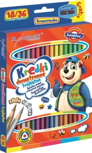 Kredki Trójkątne Dwustronne Bambino 18/36 kolory + Temperówka