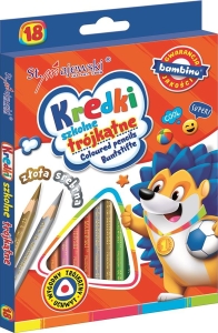 Kredki Ołówkowe Trójkątne Szkolne Bambino 18 kolorów 