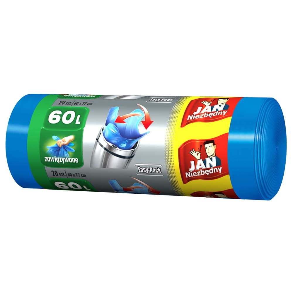 Worek Na Śmieci Hdpe Easy Pack Z Uszami Jan Niezbędny 60L 20 sztuk Mocny