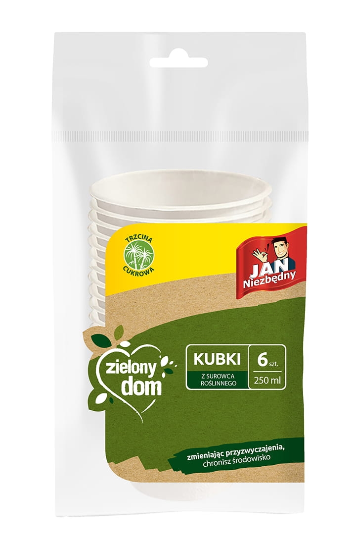 Kubki z Trzciny Cukrowej  250ml 6 sztuk Jan Niezbędny