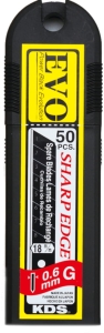 Ostrza Łamane Czarne 18mm KDS GB-50B EVO 0,6mm 50 sztuk