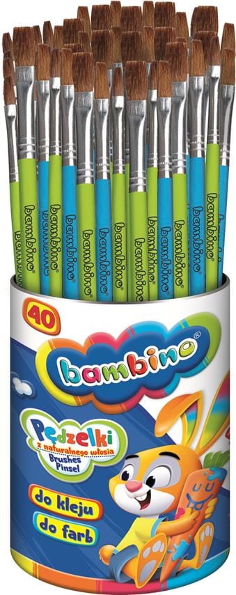 Pędzelki Do Farb I Kleju Bambino MIX 40 Sztuk W Kubku