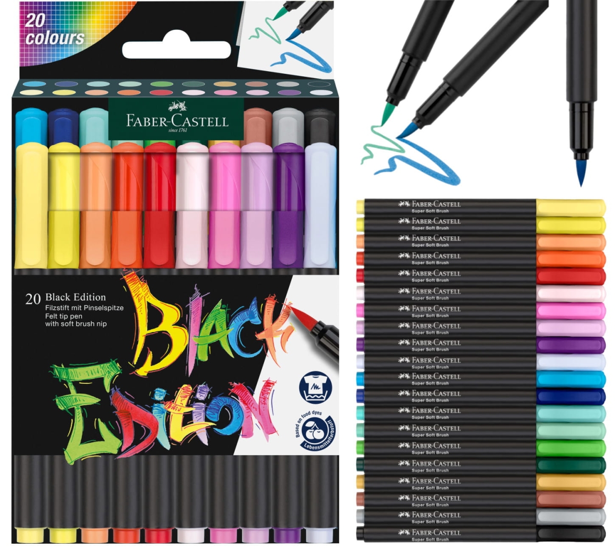 Pisaki Pędzelkowe Black Edition 20 Kol. Faber-Castell 116452 FC