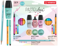 Zestaw Cienkopis STABILO point 88 mini/Flamaster STABILO Pen 68 Mini/zakreślacz BOSS Mini Pastellove 2.0/ołówek Swano Pastel - etui 35 szt 77/5-9-5