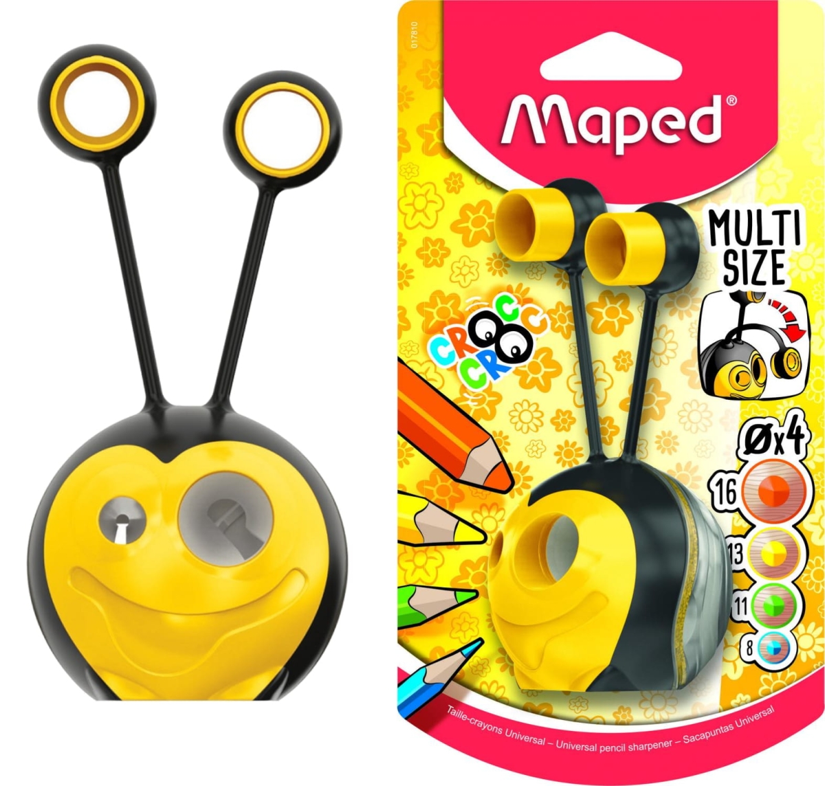 Temperówka Maped Croc Croc Universal 2 Otwory + 2 Nakładki Pszczółka 017810