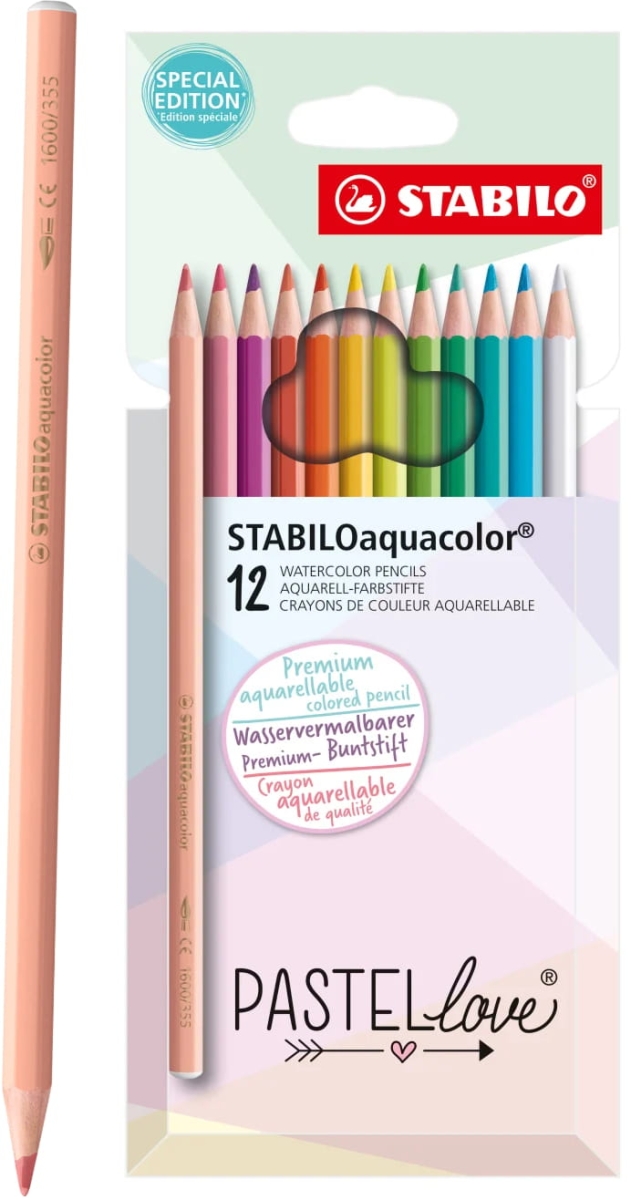 Kredki drewniane STABILO aquacolor Pastellove etui kartonowe 12 szt 1612-7