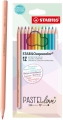 Kredki drewniane STABILO aquacolor Pastellove etui kartonowe 12 szt 1612-7