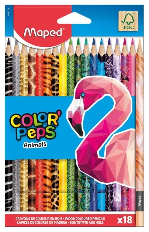 Kredki Colorpeps Animals trójkątne 18 szt Maped 832218