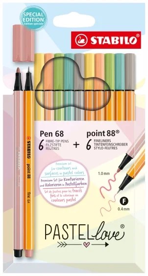 Zestaw Flamastrów Pen 68 i Cienkopisów Pastellove etui kartonowe 12 szt 6888/12-7-7