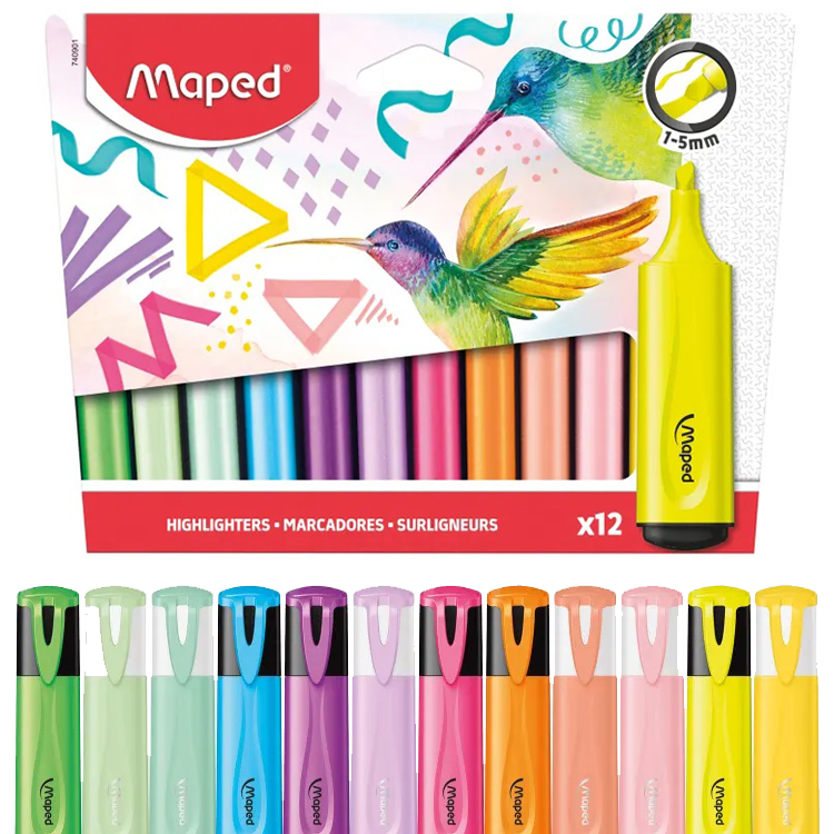 Zakreślacz Fluo Peps Maped mix kol. 6 fluo + 6 pastel W Etui 740901