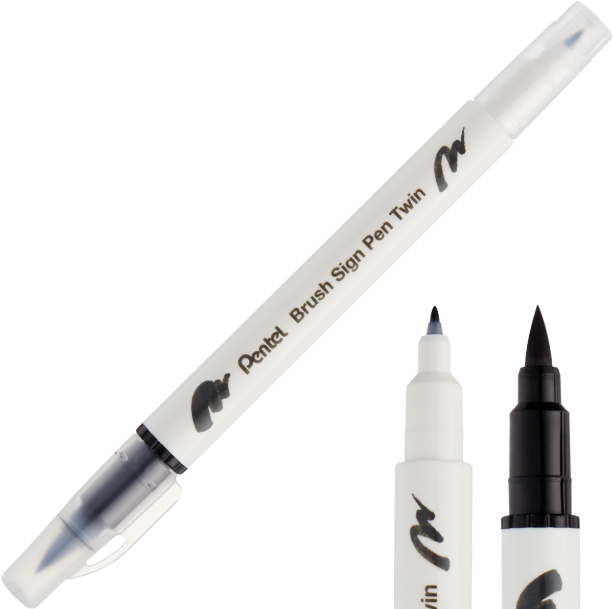 Pisak Brush Pentel Dwustronny Czarny SESW30C-T101