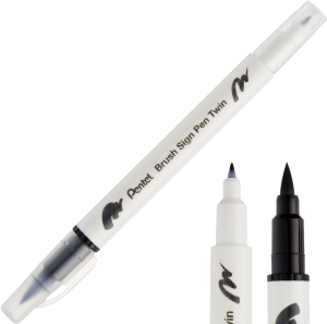 Pisak Brush Pentel Dwustronny Czarny SESW30C-T101