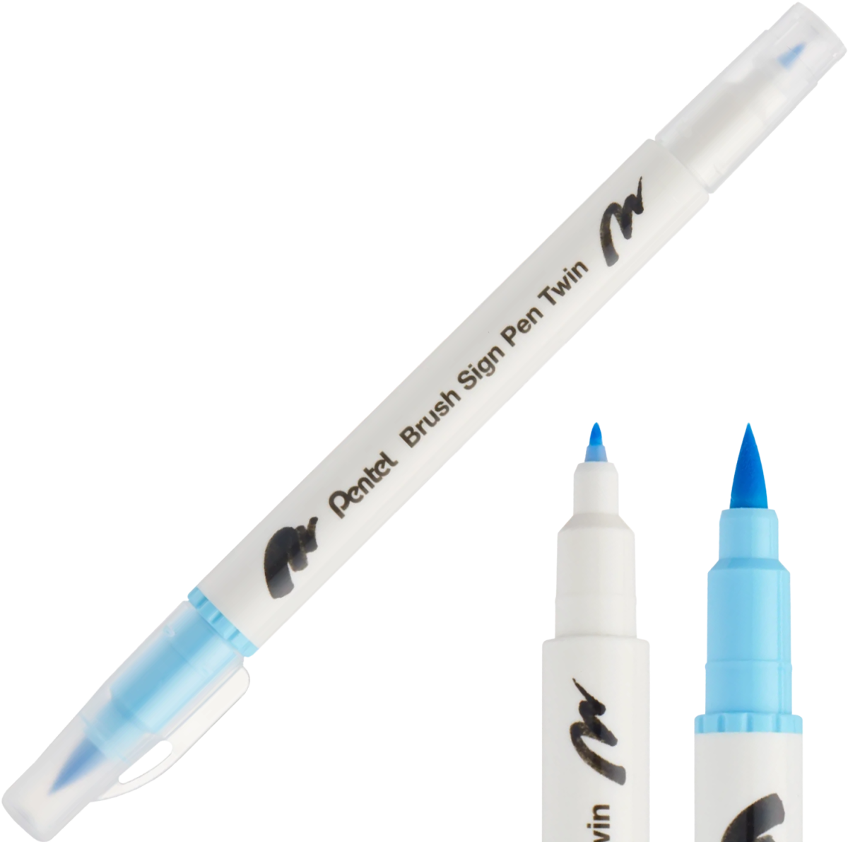 Pisak Brush Pentel Dwustronny Jasny Błękit SESW30C-T136