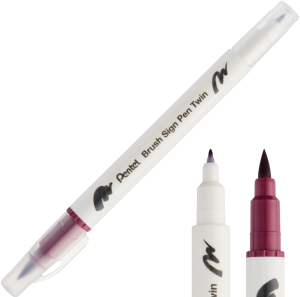 Pisak Brush Pentel Dwustronny Bordowy SESW30C-T128