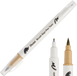 Pisak Brush Pentel Dwustronny Beżowy SESW30C-T124