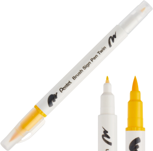 Pisak Brush Pentel Dwustronny Żółty SESW30C-T122