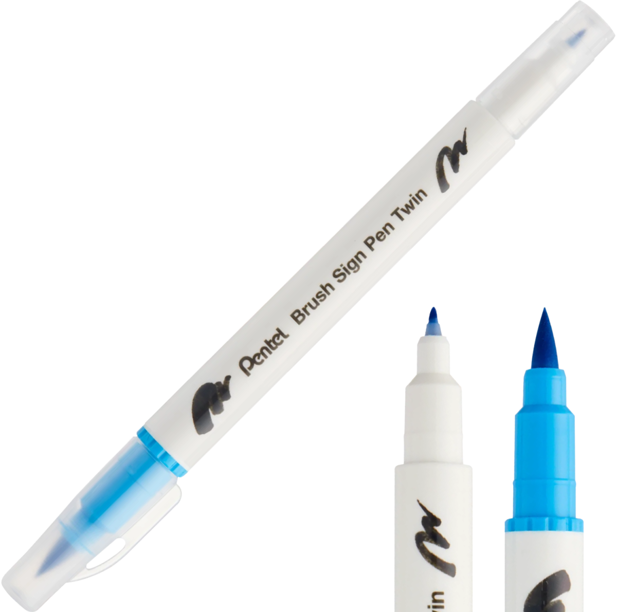Pisak Brush Pentel Dwustronny Błękitny SESW30C-T110