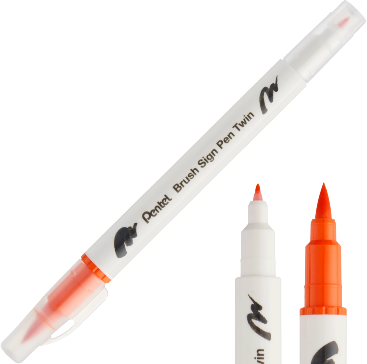 Pisak Brush Pentel Dwustronny Pomarańczowy SESW30C-T107