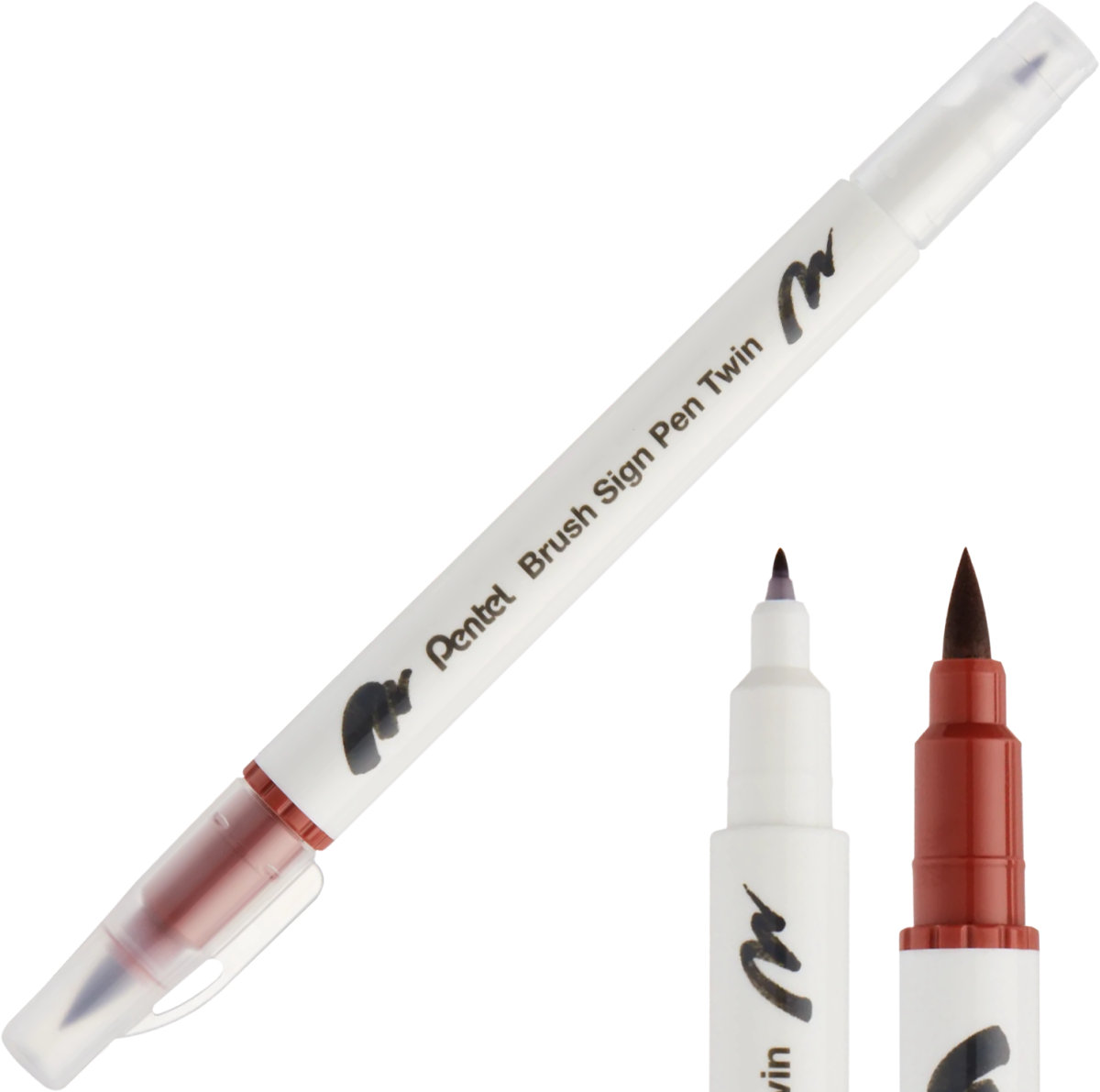 Pisak Brush Pentel Dwustronny Brązowy SESW30C-T106