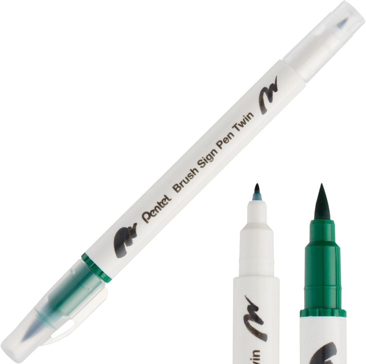 Pisak Brush Pentel Dwustronny Zielony SESW30C-T104